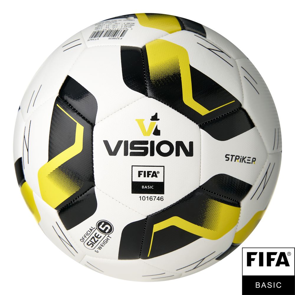 Мяч футб. VISION Striker FIFA, F325035, р.5, 32 пан.,гл.TPU,2подкл. слой, маш.сш., бело-черно-желтый