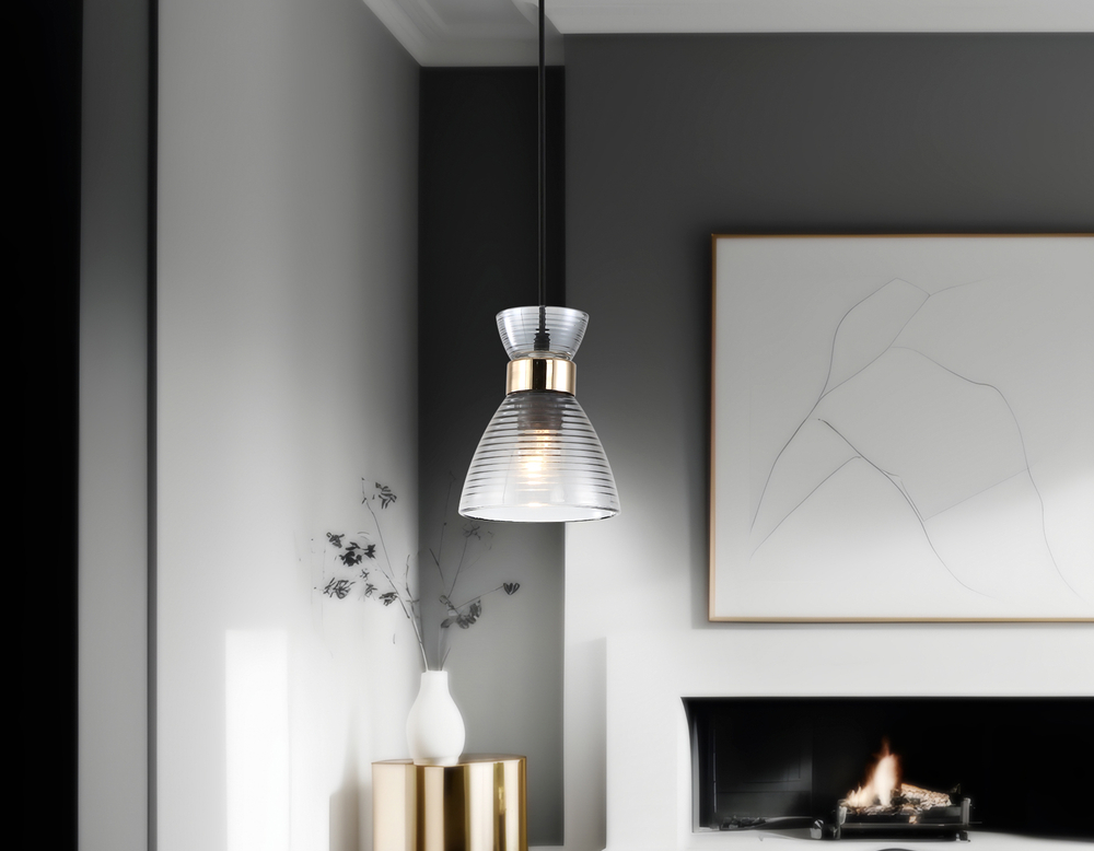 Светильник подвесной TR3406 BK/FGD/SM черный/золото/дымчатый E27 max 60W D135*1000