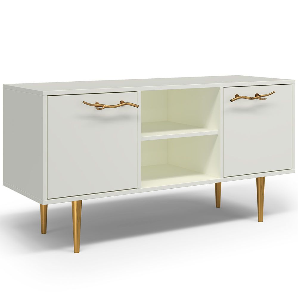 Тумба под ТВ Арт Колор matte 117см Стайл Голд Белый опал матовый