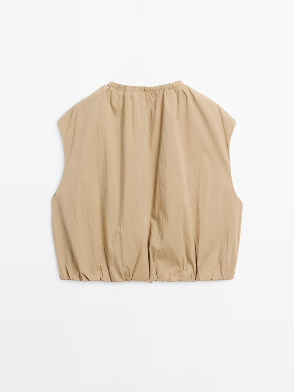 Massimo Dutti Жилет со сборкой, бежевый