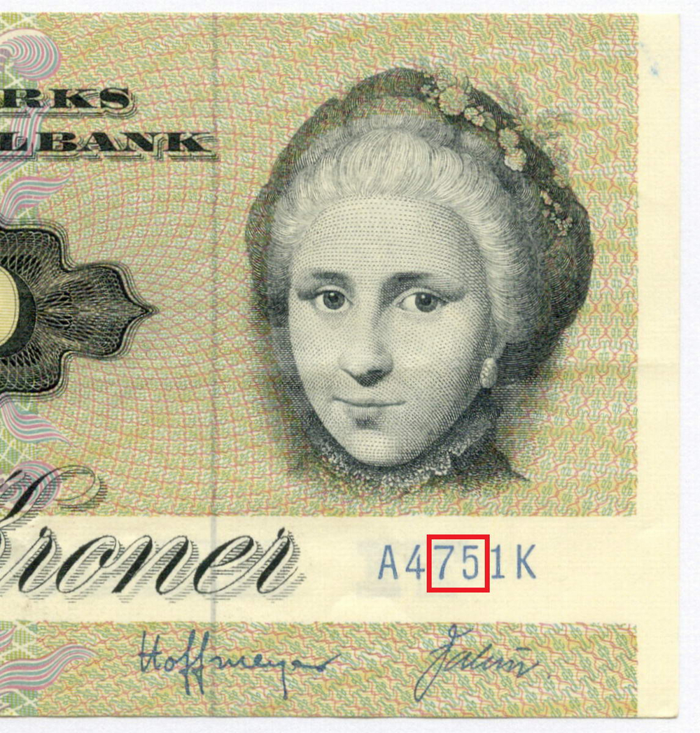 Банкнота Дания 10 крон 1972 (1975) год A4751K 2813204. VF-XF