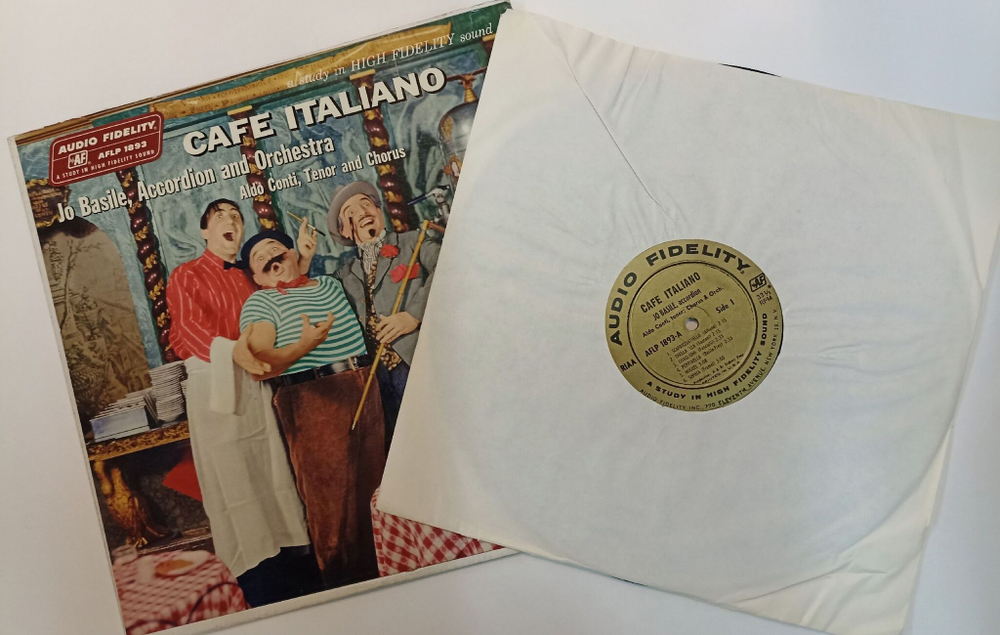 Винтажная виниловая пластинка LP Jo Basile, Accordion And Orchestra, Aldo Conti, Tenor Cafe Italiano (USA 1958)