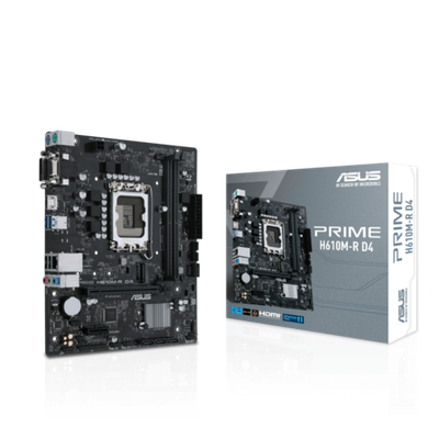 Сист. плата ASUS PRIME H610M-R D4-SI, 1700, 2xDDR4, PCI-E x16, M.2, 4xSATA, DVI-D, HDMI, D-Sub, BOX
