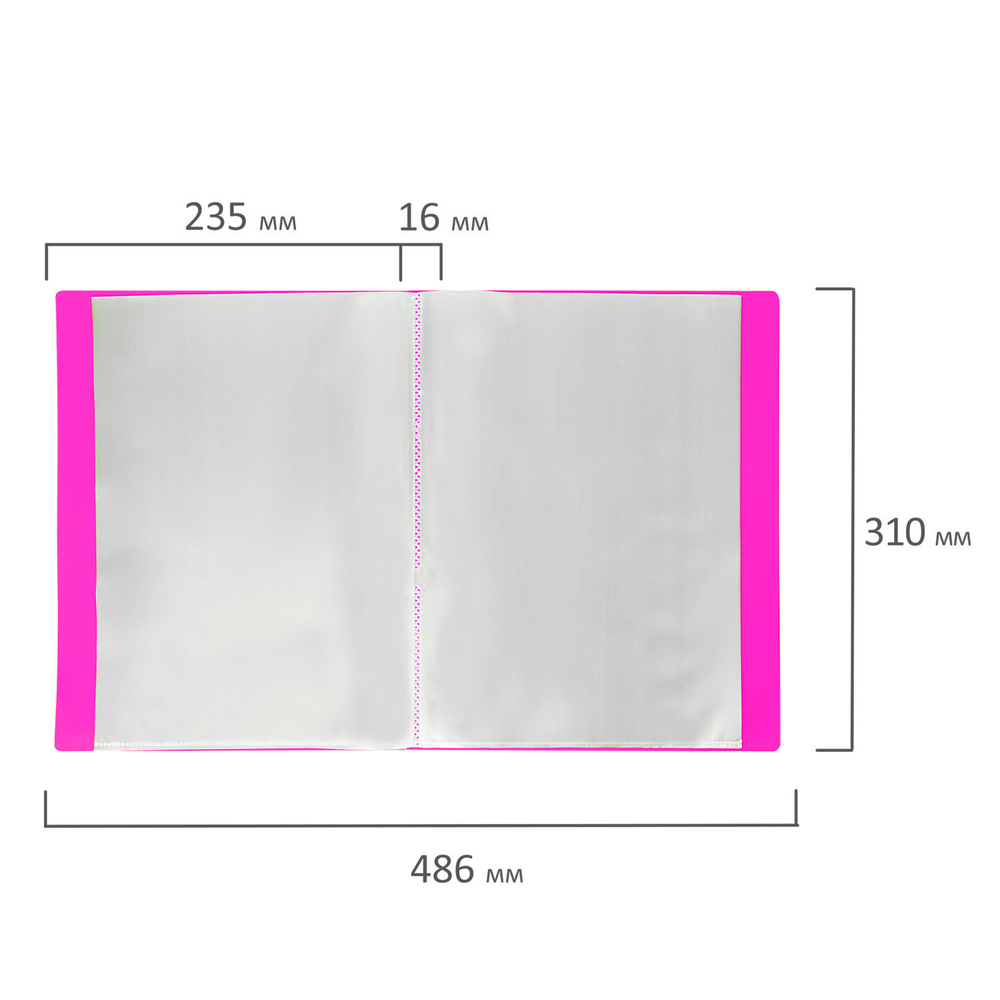 Папка 20 вкладышей BRAUBERG "Neon", 16 мм, неоновая розовая, 700 мкм, 227450