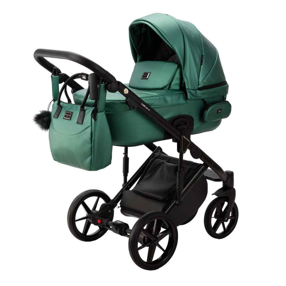 Детская коляска Adamex Lumi Air Deluxe 2 в 1 L-SM01 (ИЗУМРУД. ПЕРЛ 100% КОЖА)