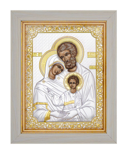 Св. Семейство, икона прямоугольная в рамке под стеклом, белое дерево 170х210