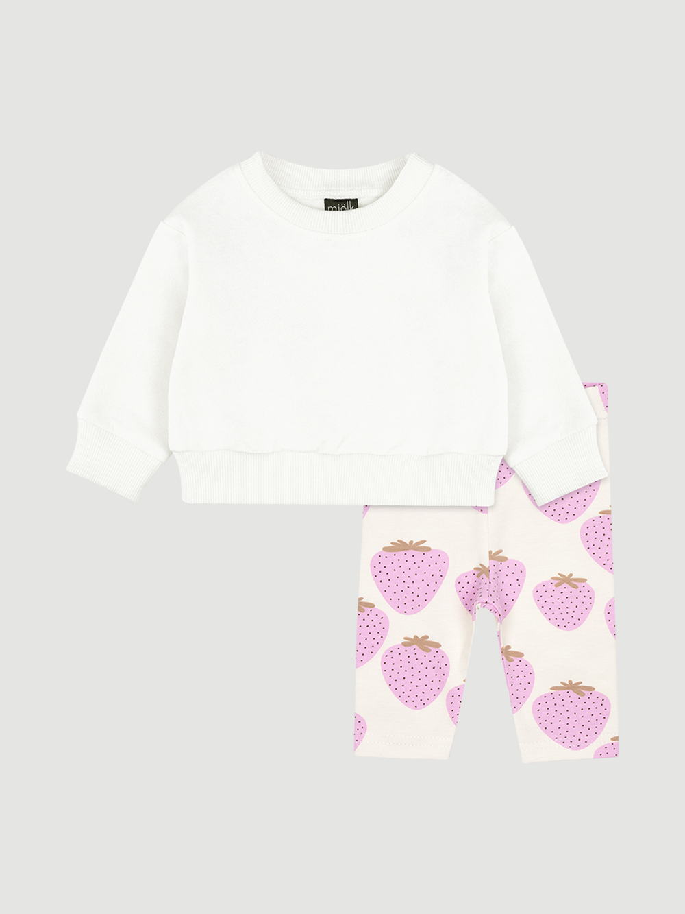 Комплект Mjölk Свитшот Ecru/Легинсы Strawberry