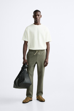 ZARA БРЮКИ-ДЖОГГЕРЫ КОМФОРТНОЙ ПОСАДКИ, ТЕМНЫЙ ХАКИ