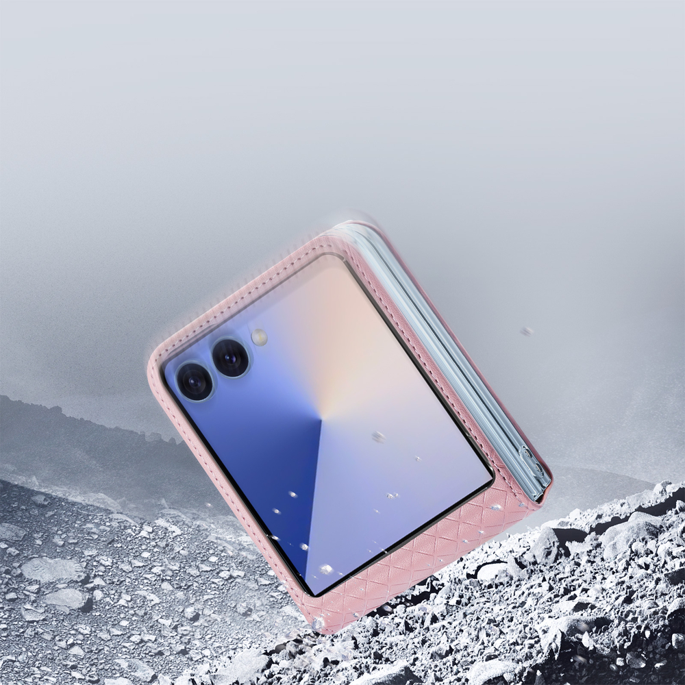 Чехол розового цвета из искусственной кожи от Dux Ducis для Samsung Galaxy Flip 7, серия Bril Series Case