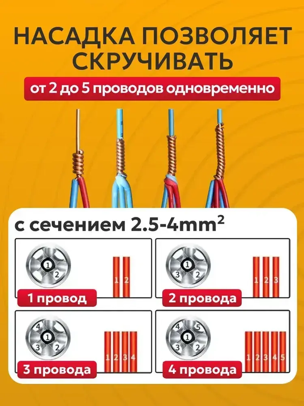 Насадка для скрутки проводов на дрель / шуруповерт