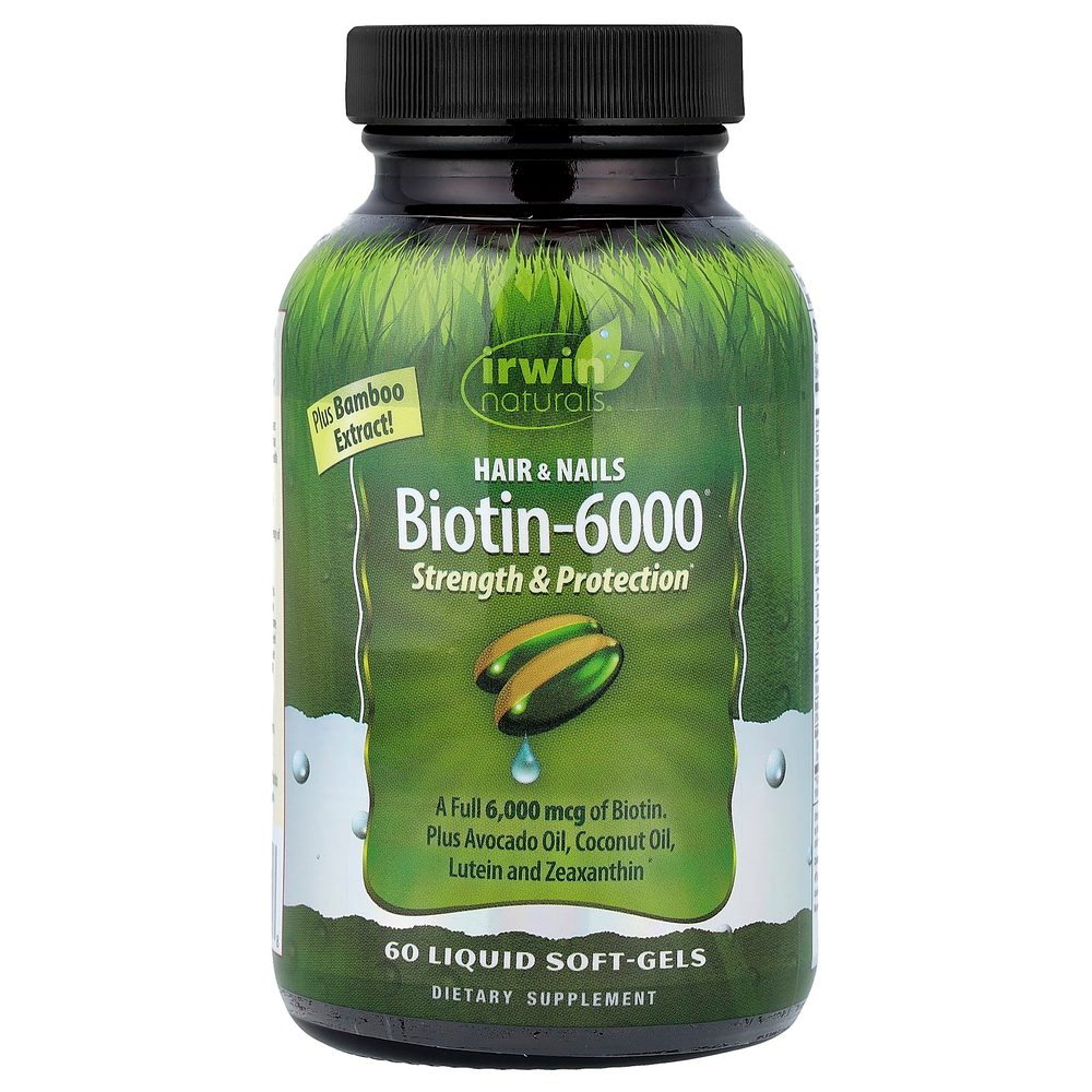 Irwin Naturals, Biotin-6000®, 60 желатиновых капсул