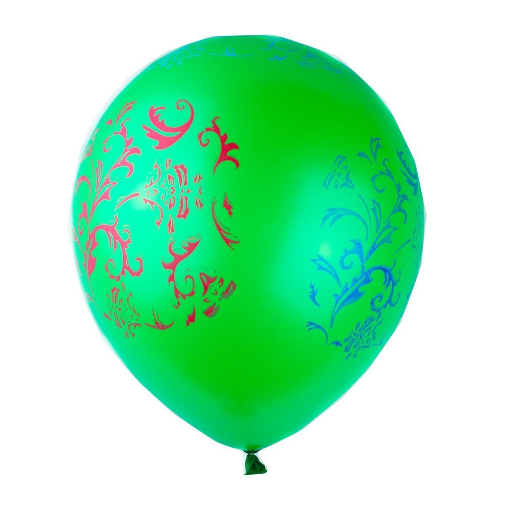 Шар воздушный Alingar, №12, с рисунком" Орнамент", цвета ассорти, 100шт/уп, пакет с европодвесом