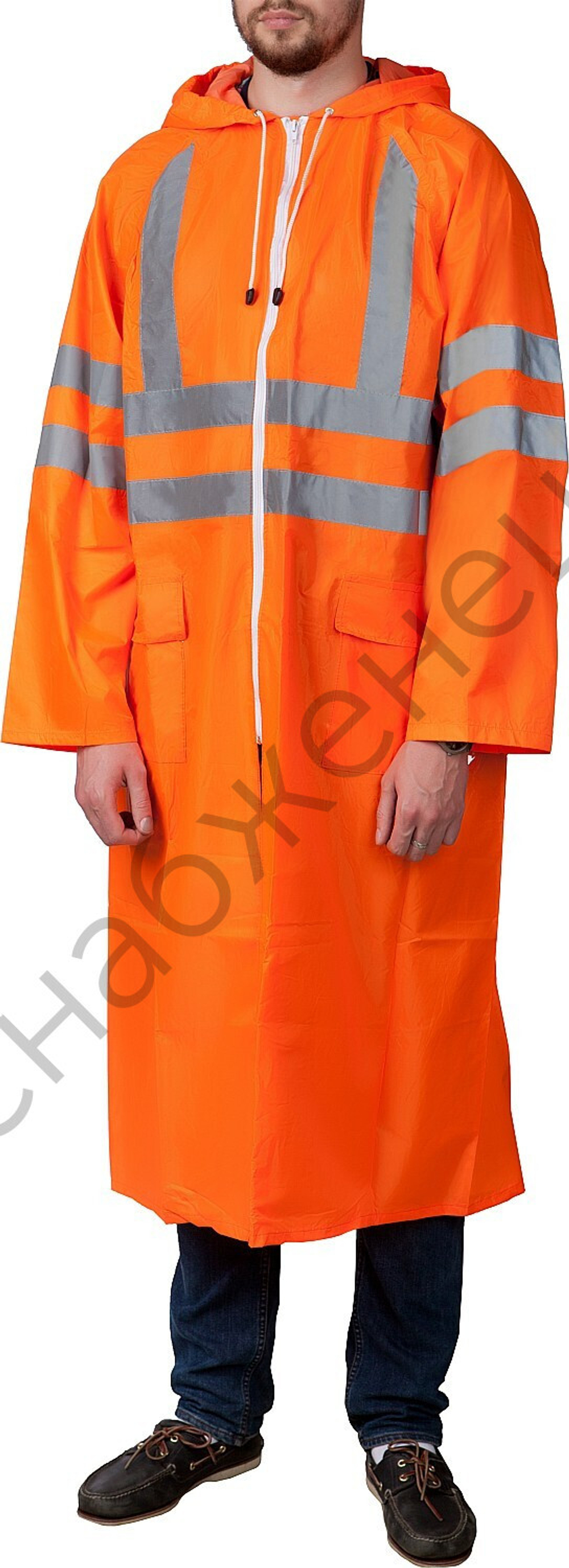 ЗУБР р.56-58, на молнии, сигнальный цвет, плащ-дождевик, Профессионал (11617-56)