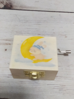 Музыкальная деревянная шкатулка-шарманка из массива Колыбельная Зайчик печать с мелодией Спи моя радость