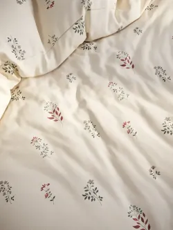 Декоративная наволочка с рюшами, оборками "Гербарий Эко" 50х70 см, 1 шт, без молнии