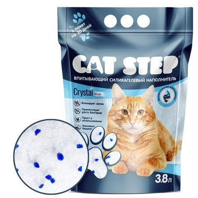 Наполнитель впитывающий силикагелевый CAT STEP Arctic Blue, 3,8 л