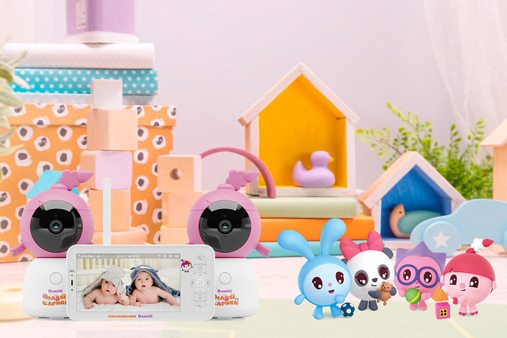 Видеоняня Ramili Baby RV100X2NUSHA Нюша, Малышарики, с креплениями