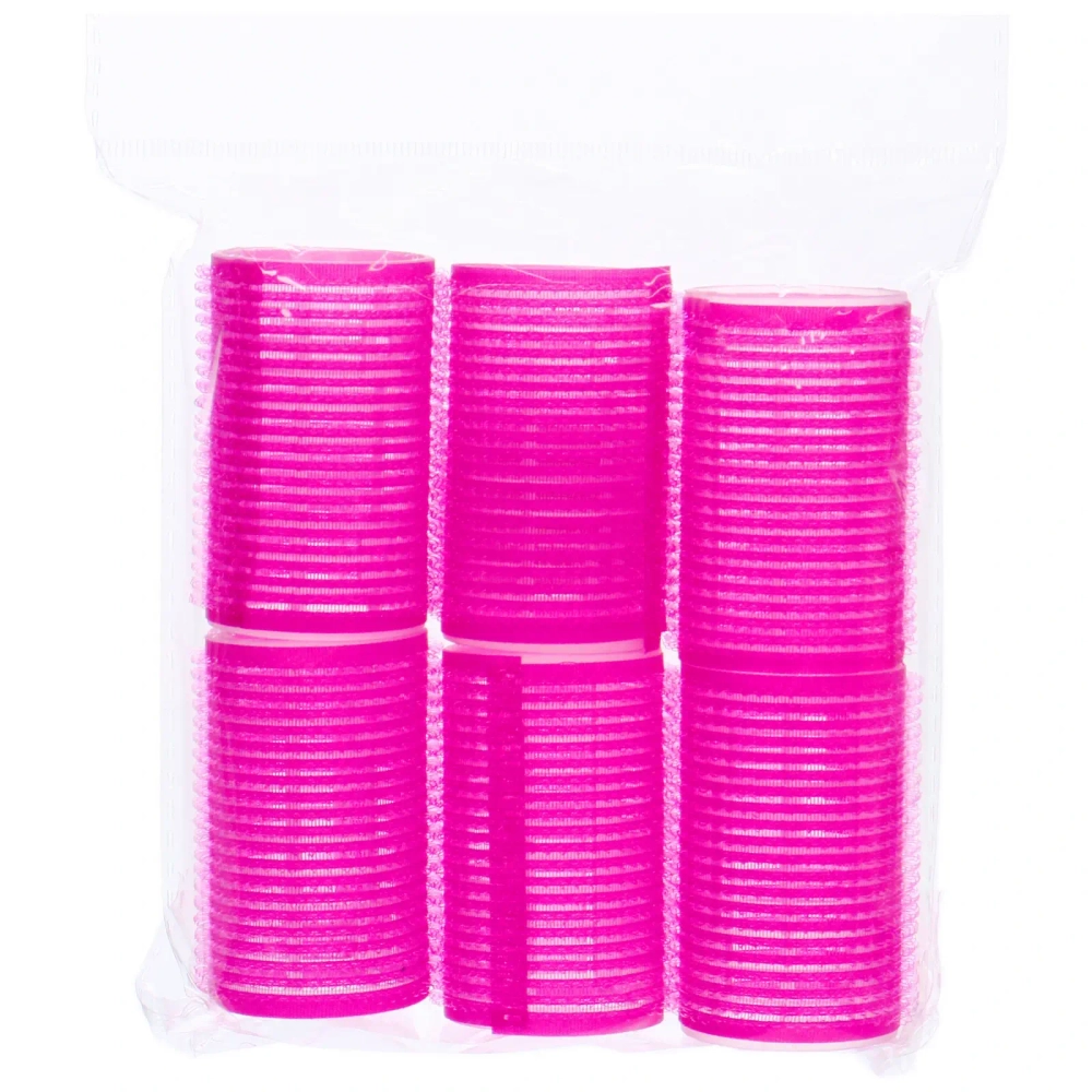 Бигуди липучки, 6шт., однотонные, d-3,6см фуксия