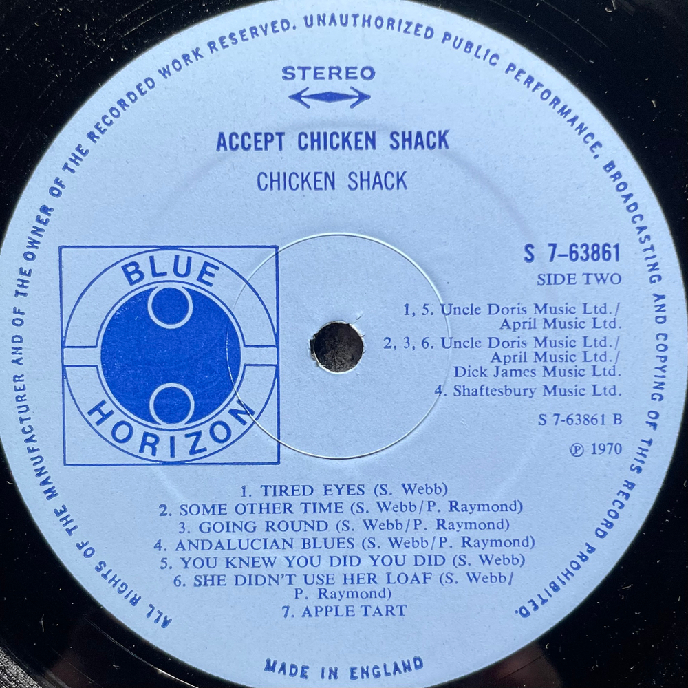 Chicken Shack ‎– Accept Chicken Shack (Англия 1970г.)