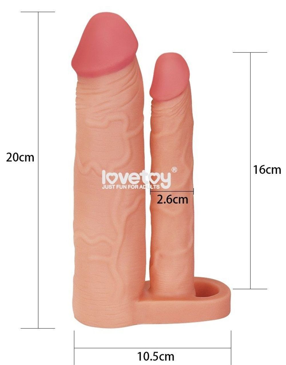 Телесная насадка для двойного проникновения Add 2 Pleasure X Tender Double Penis Sleeve - 20 см. (Цвет: телесный)