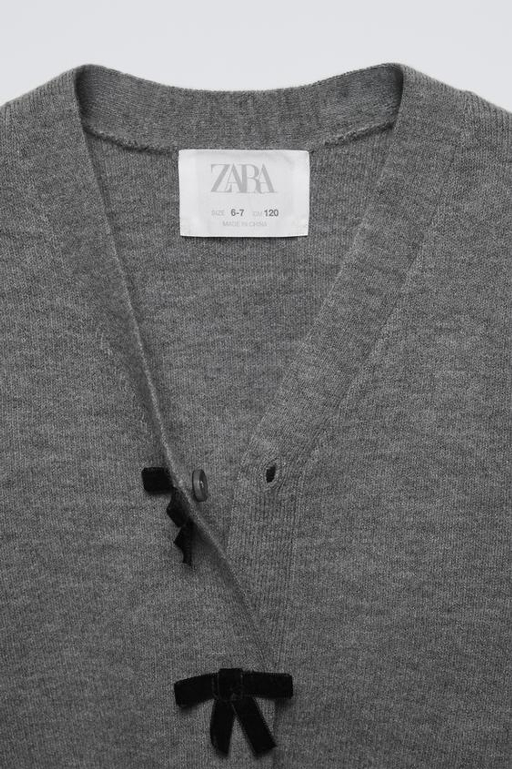 ZARA КАРДИГАН С БАНТАМИ, АНТРАЦИТОВЫЙ