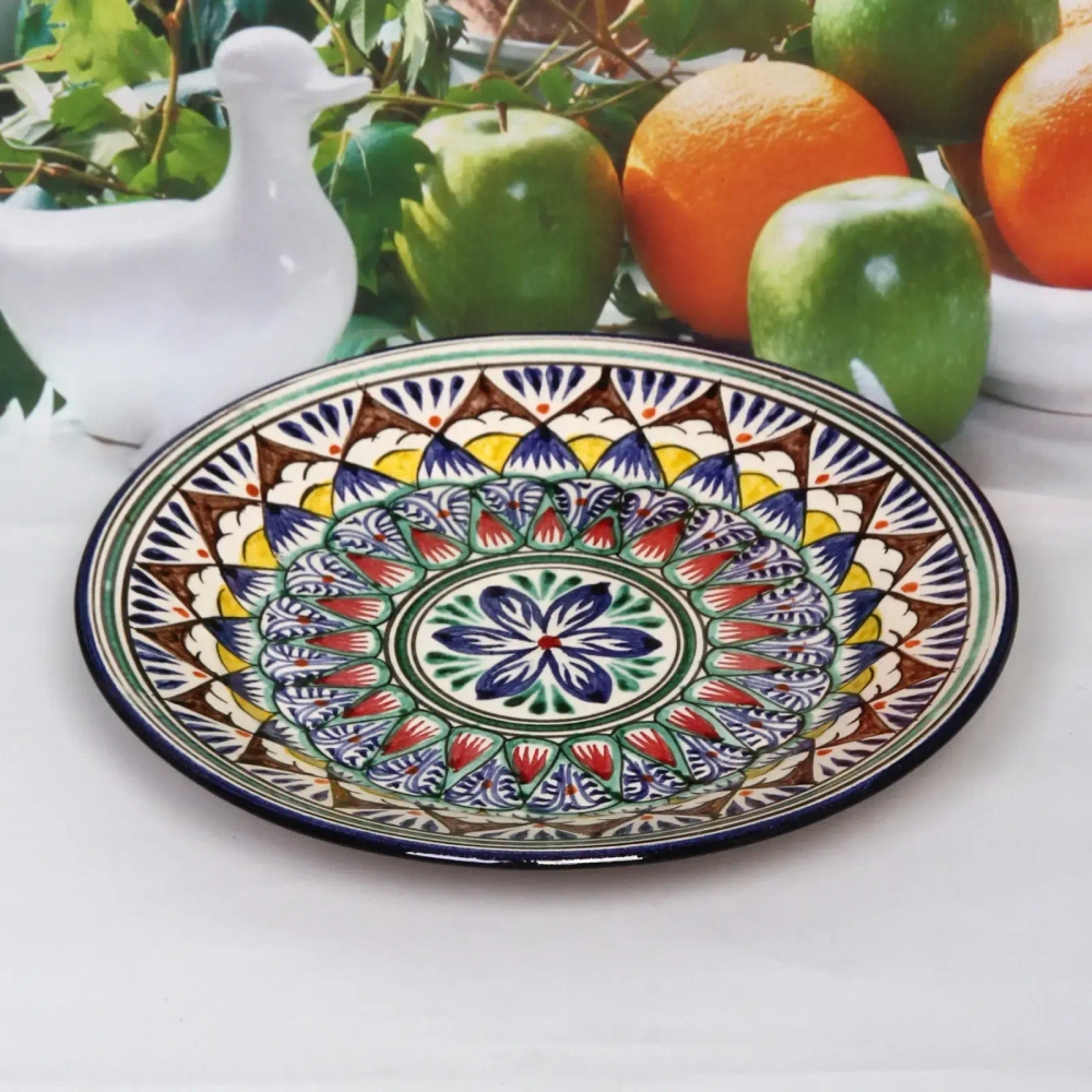 Тарелка плоская 26см синяя Риштанская Керамика