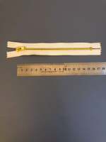 Молния метал, 16см №4,5 не разъем джинс пудровый/золото