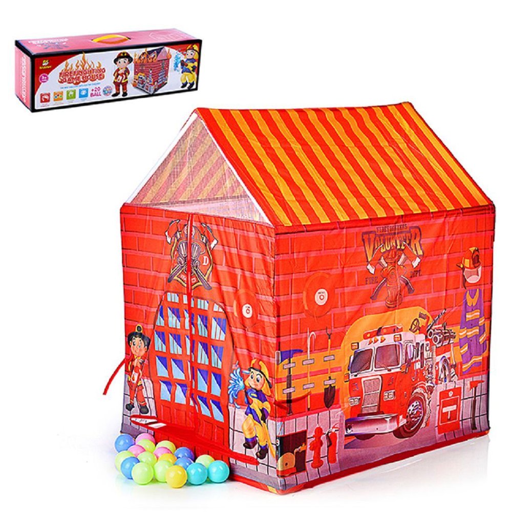 Палатка детская игровая Пожарная часть с шариками