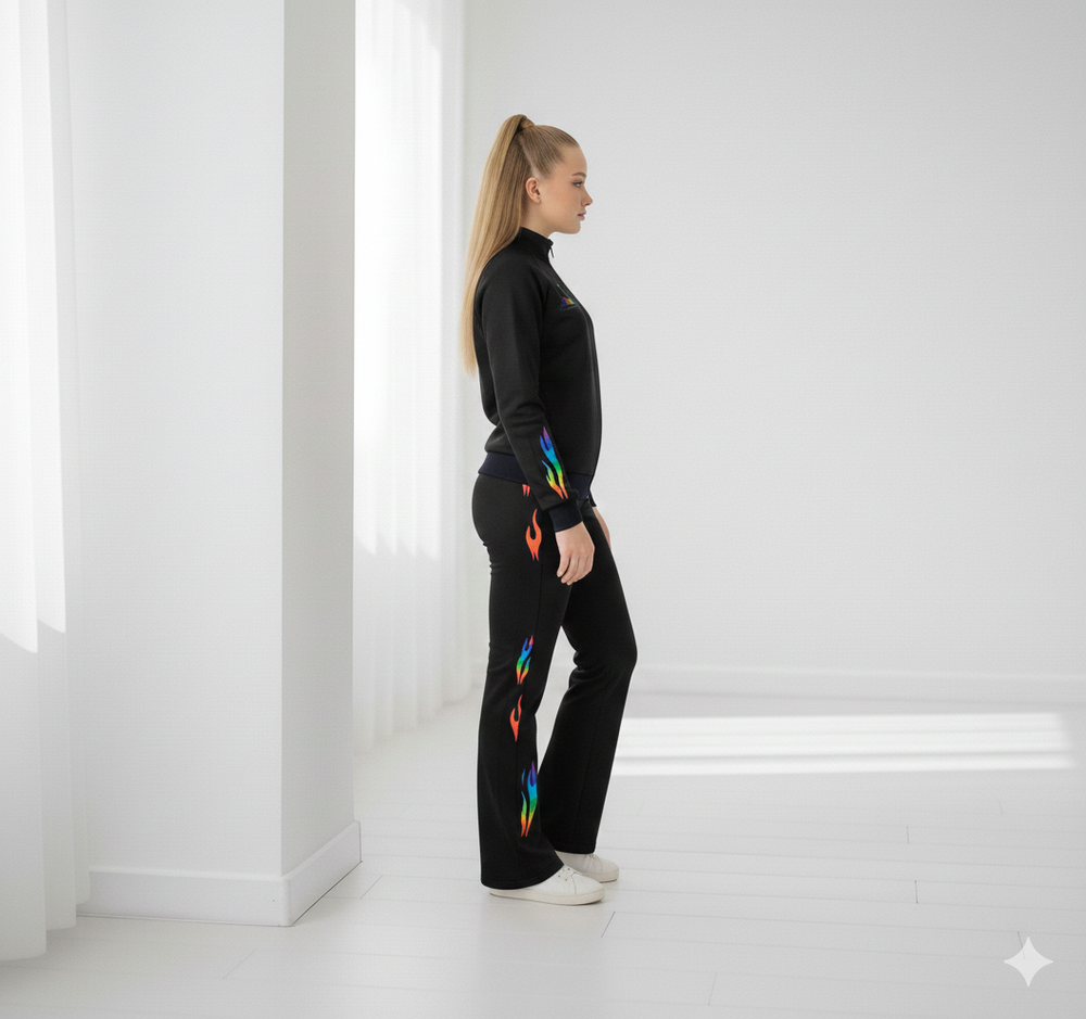 Black sports team suit with embroidery