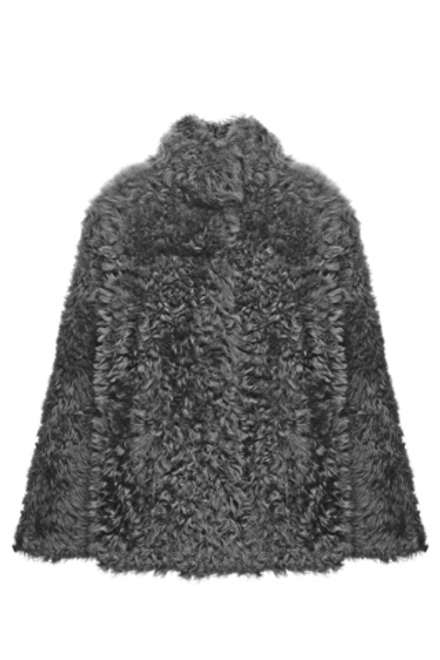 Серая шуба с воротником