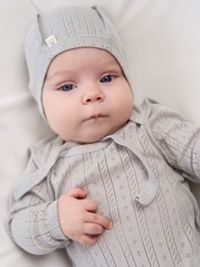 Чепчик "Жемчуг" из ажурного хлопка 0+