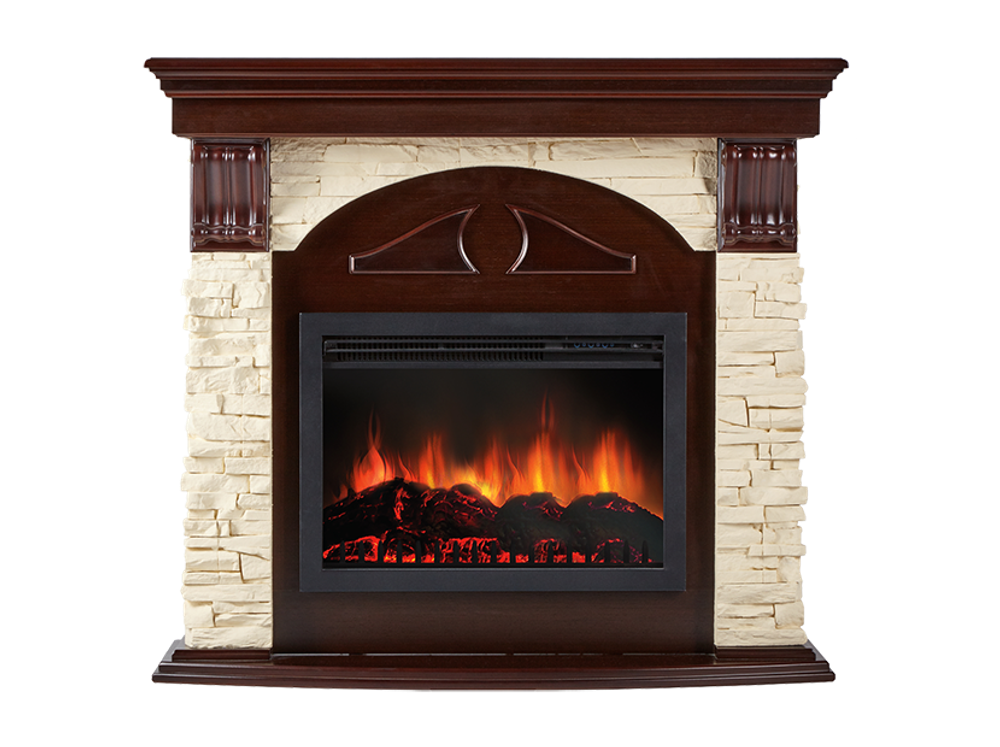 Портал Firelight Torre 26/30S камень слоновая кость, шпон темный дуб