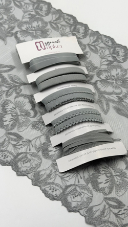 Кружево вышивка на сетке светло-серая неэластичная ширина 28 см