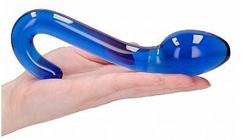 Синий стеклянный стимулятор Champ - 18 см. (Цвет: синий)