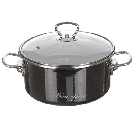 Кастрюля сталь, эмал, 3 л, с крыш, Vitross, Bon Appetit, 8SB205S/8SD185S, мокр асф, индукц
