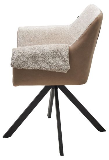 Стул ЭЛЕФАНТ 360 град. поворотный, Alpina Cream, букле / Magnum 130 искуств.замша / Черный