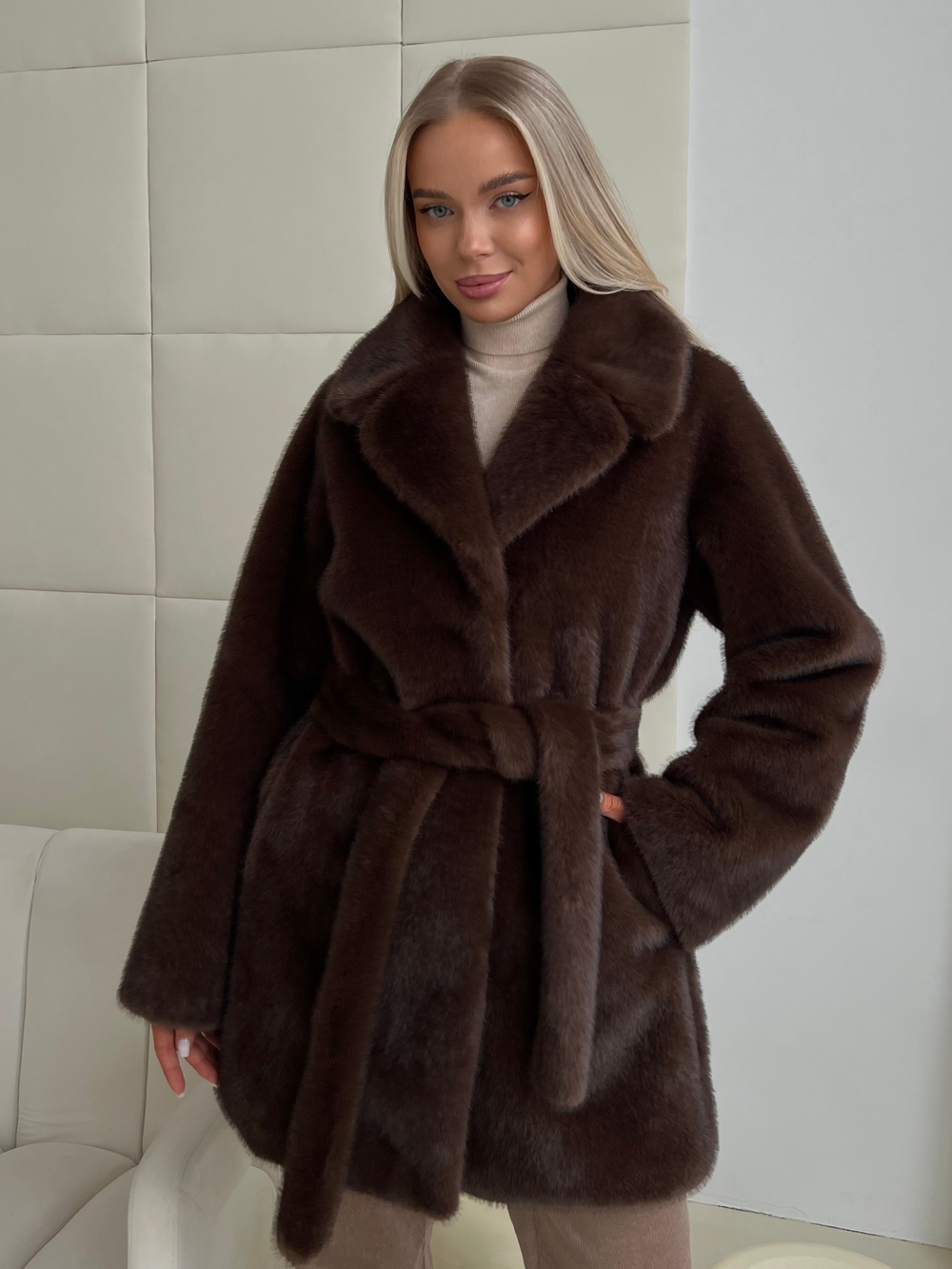 Шуба Lux миди горький шоколад