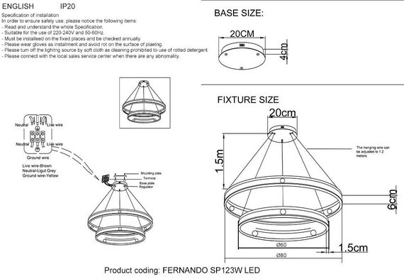 Подвесной светодиодный светильник Crystal Lux Fernando SP123W Led Coffee/Black