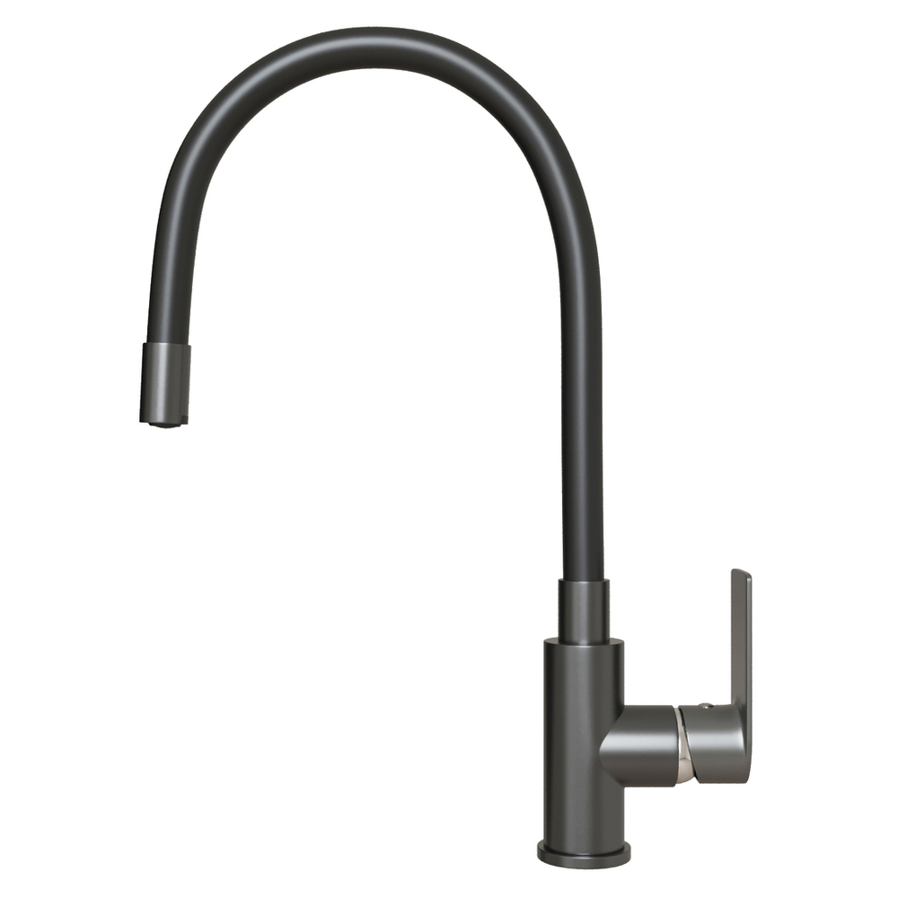 Смеситель для кухни 35к MIXLINE ML33-098GR "City Graphite" гибкий излив боковая ручка б/отв ГРАФИТ