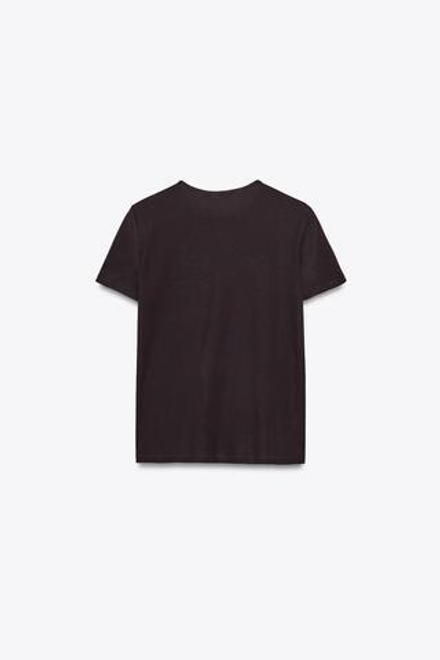 ZARA ХЛОПКОВАЯ ФУТБОЛКА, КОРИЧНЕВЫЙ