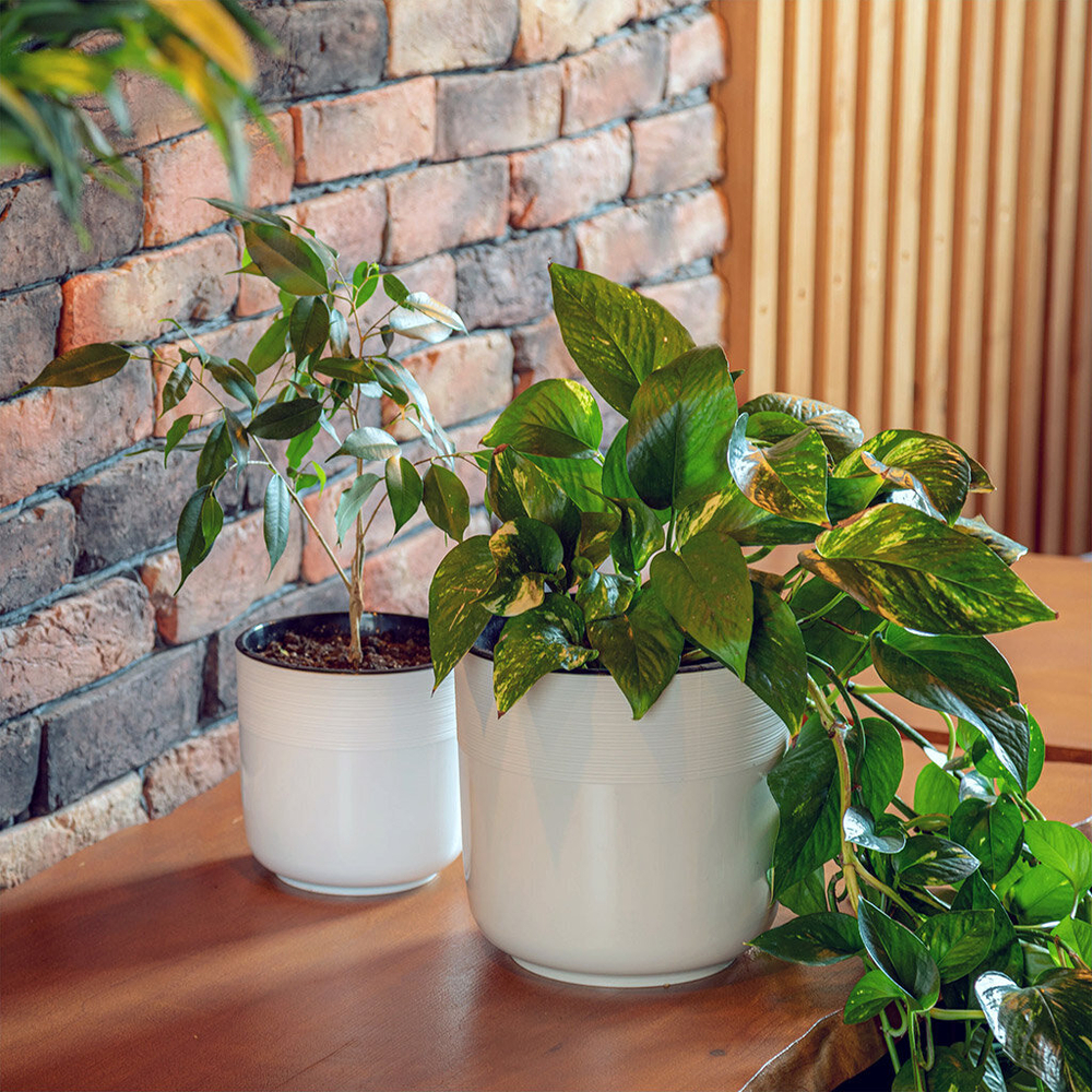 Горшок для цветов пластмассовый "Линель" 4,5л, д19см, h19см, со вставкой, белый