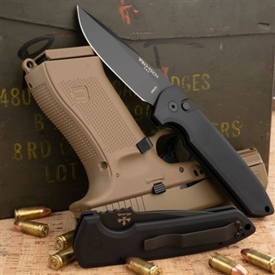 Автоматический нож Pro-Tech PTLG303 D2 Rockeye - черн. алюм. рук-ть, черн. клинок CPM-D2