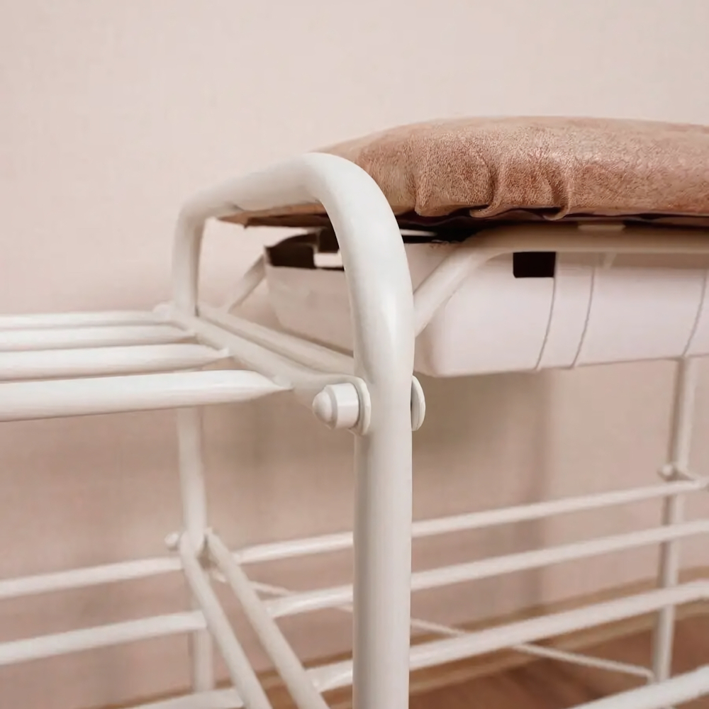 Подставка для обуви "Альфа 33" с сиденьем и ящиком, белая