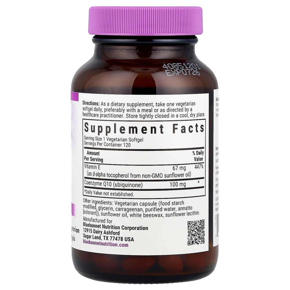 Bluebonnet Nutrition, CoQ10, 120 вегетарианских капсул