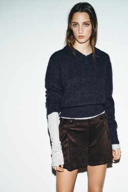 ZARA ШОРТЫ СО СКЛАДКАМИ И ПУГОВИЦАМИ, КОРИЧНЕВЫЙ