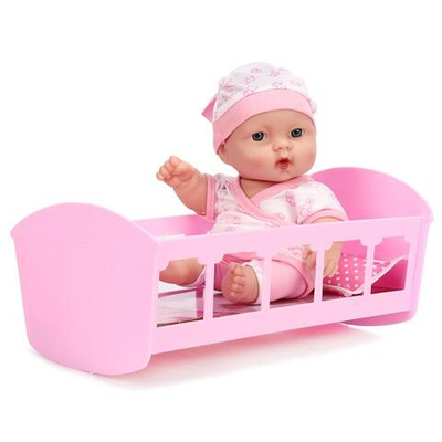 Пупс 30см в кроватке, звук, пьет, писает, с аксесс. 6 предм., коробка 6625-4B