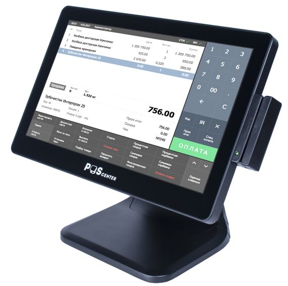 Сенсорный моноблок POScenter POS90NS Pro (15.6&quot;, PCAP, N100, RAM 4Gb, SSD M2 128Gb, без MSR) без ОС