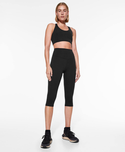 OYSHO Легинсы капри Compressive Core Control с высокой посадкой длиной 40 см, черный