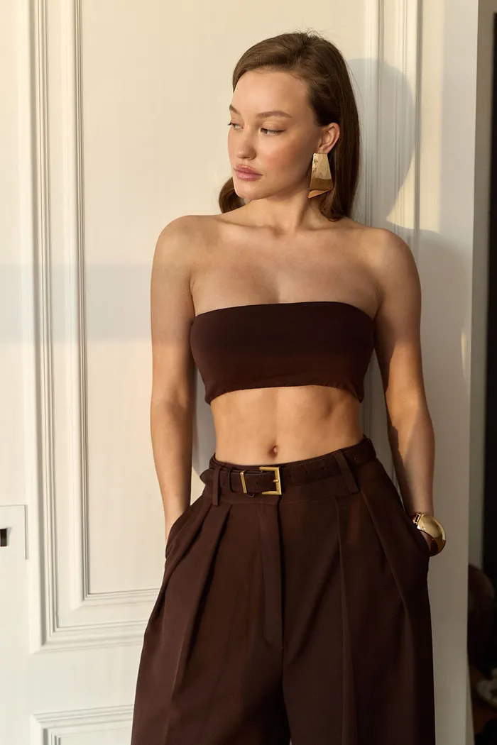 Топ-бандо из хлопка шоколадного цвета