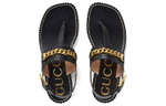 GUCCI Gucci Sylvie Chain simple Casual Chain Clip-toed sandals Women's Black